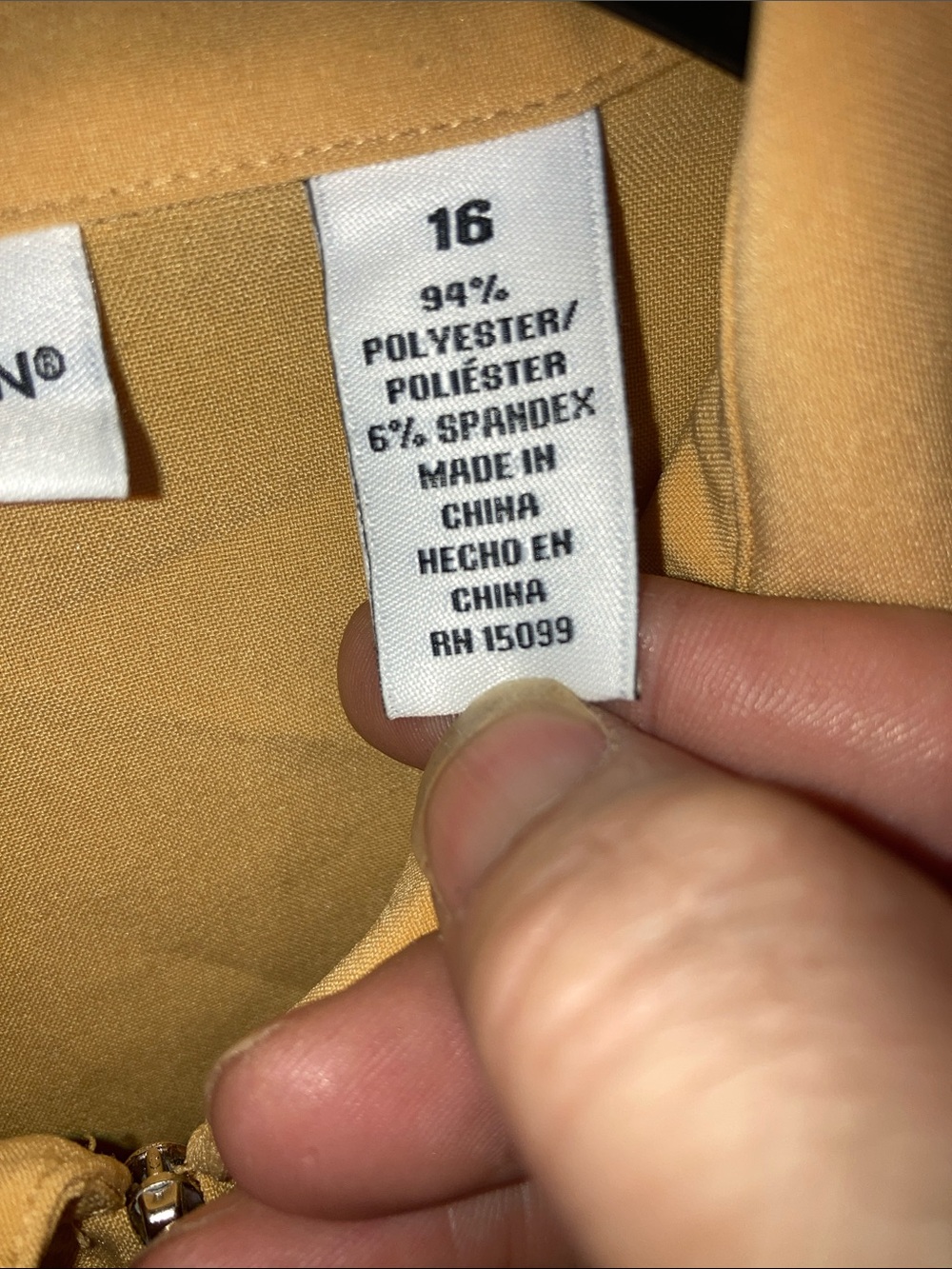Covington Mustard Yellow Button/Zip Top - Picture 3 of 4